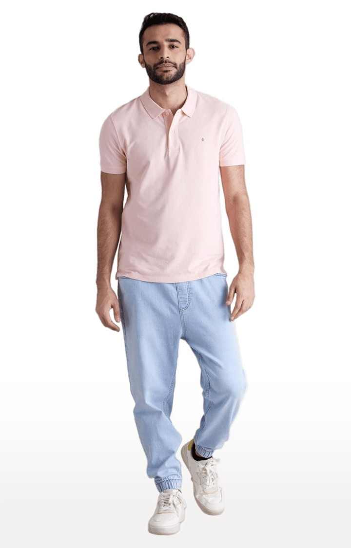 Men's Blue Polycotton Solid Joggers Jeans