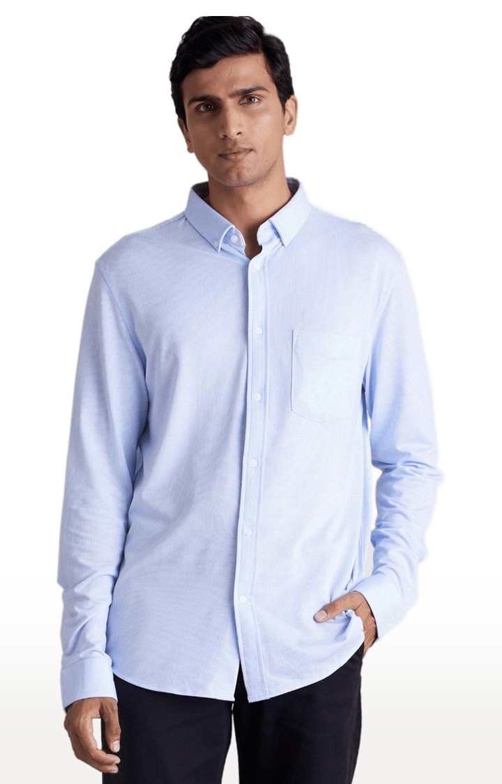 celio | Men's Blue Solid Formal Shirts