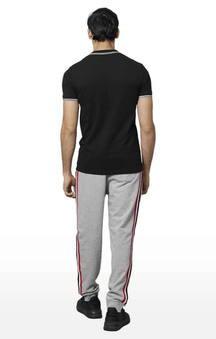 Men's Grey Cotton Striped Casual Joggers