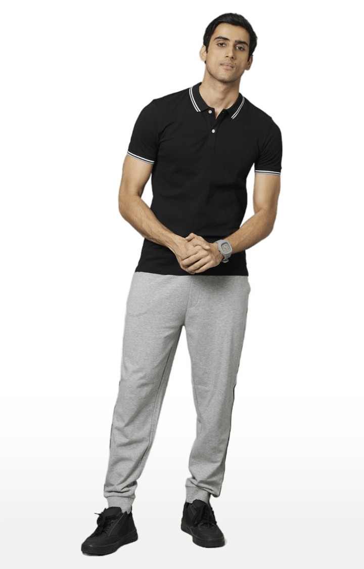 Men's Grey Cotton Striped Casual Joggers
