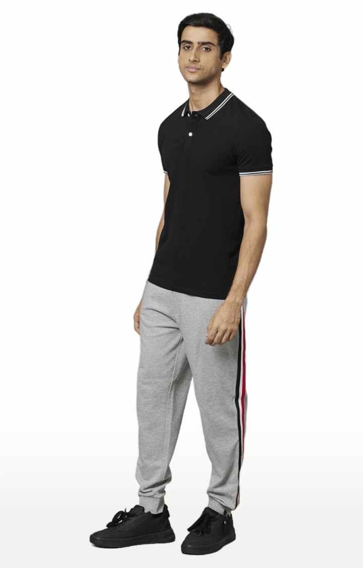 Men's Grey Cotton Striped Casual Joggers