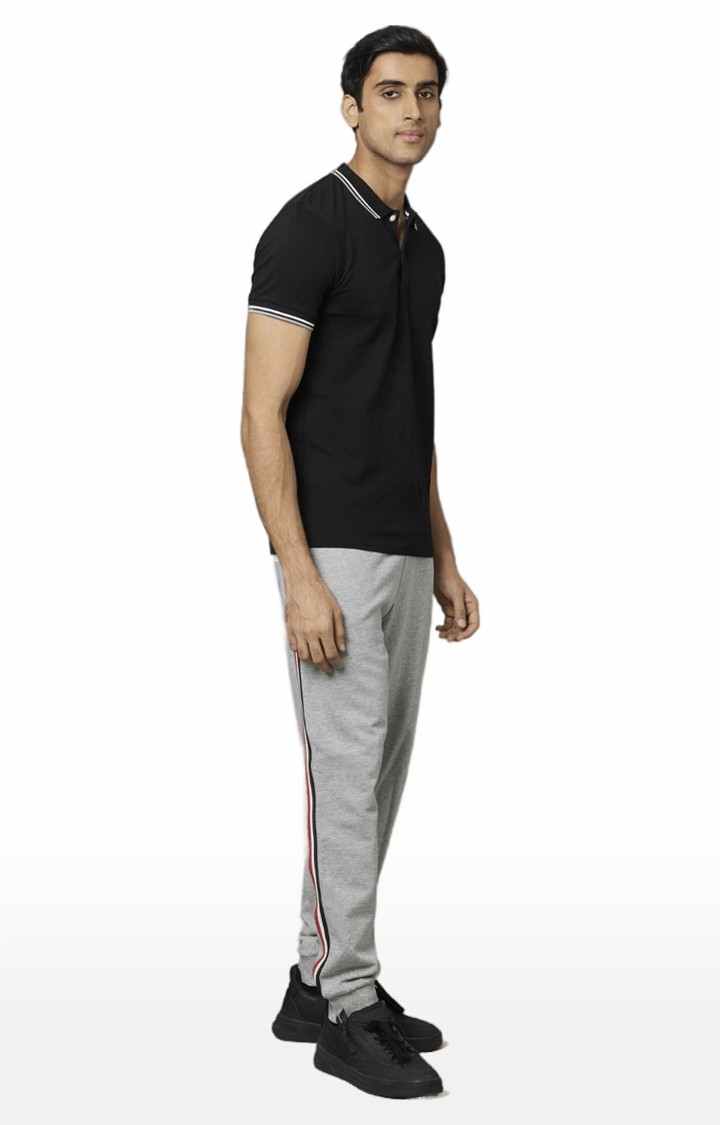 Men's Grey Cotton Striped Casual Joggers