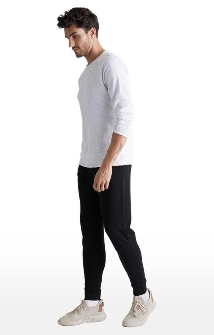 Men's Black Polycotton Solid Casual Joggers