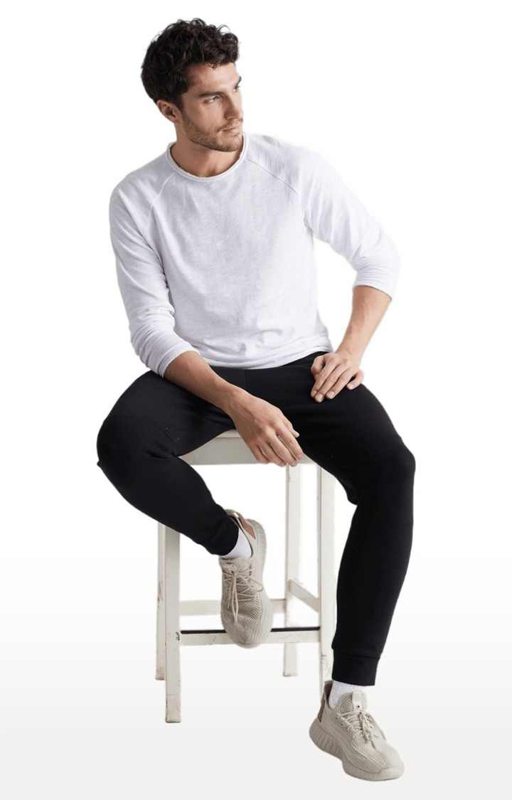 Men's Black Polycotton Solid Casual Joggers
