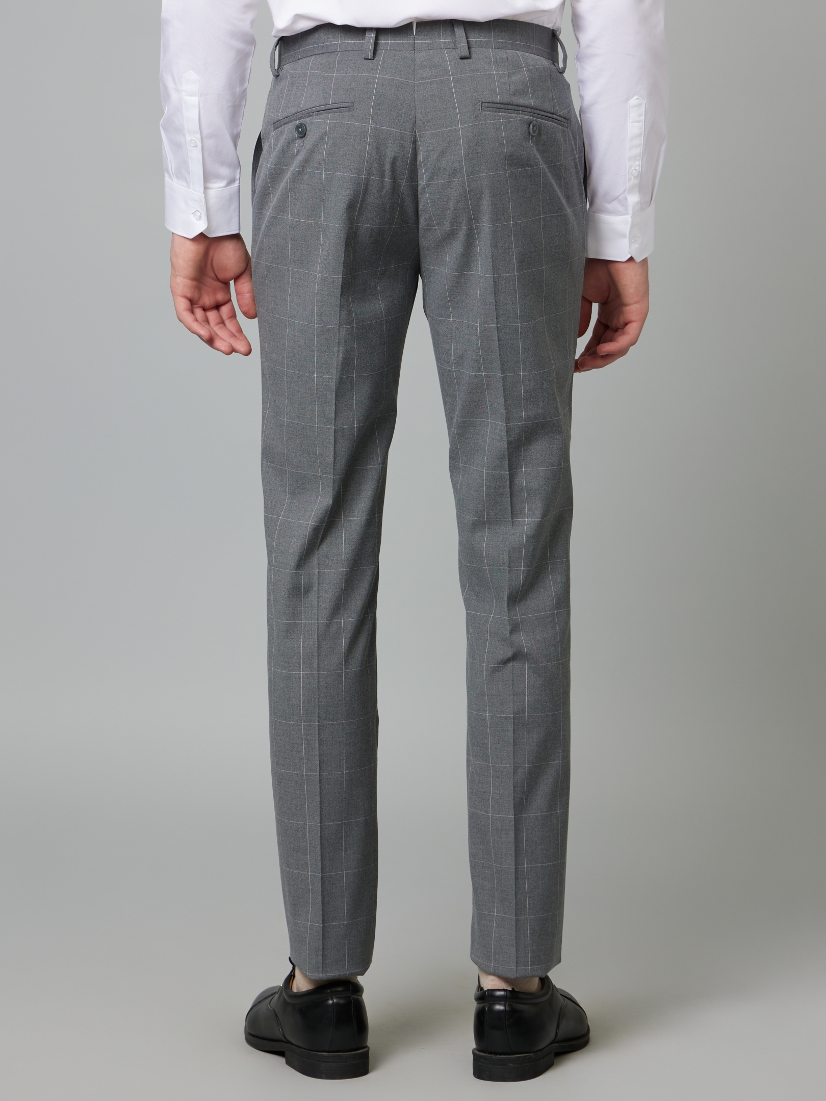 Buy Men Grey Super Slim Fit Check Flat Front Formal Trousers Online -  858596 | Louis Philippe