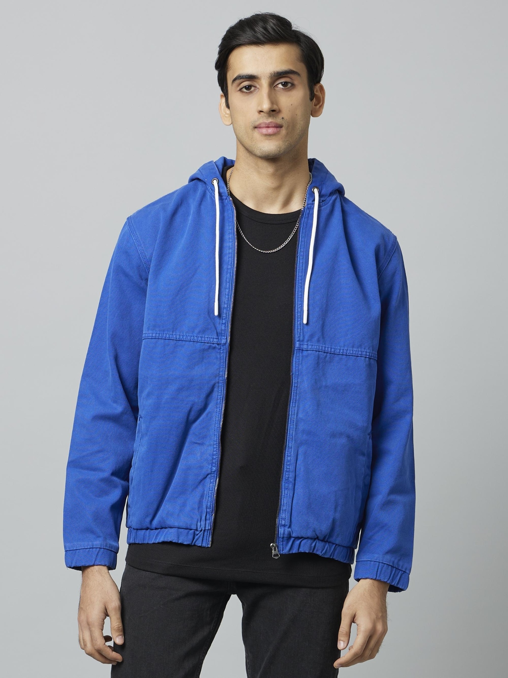 celio | Men's Blue Solid Denim Jackets