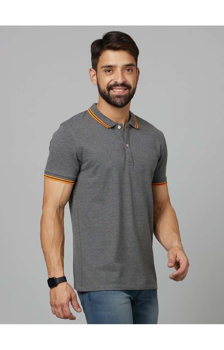 Men's Grey Melange Polos