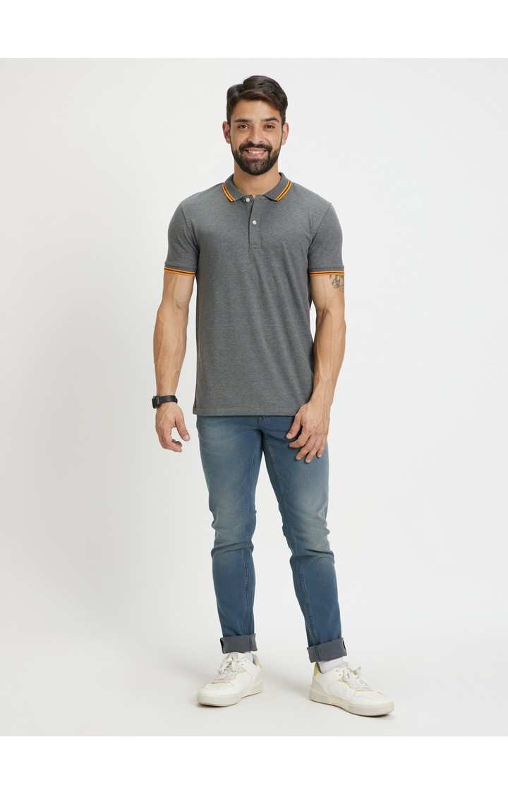 Men's Grey Melange Polos