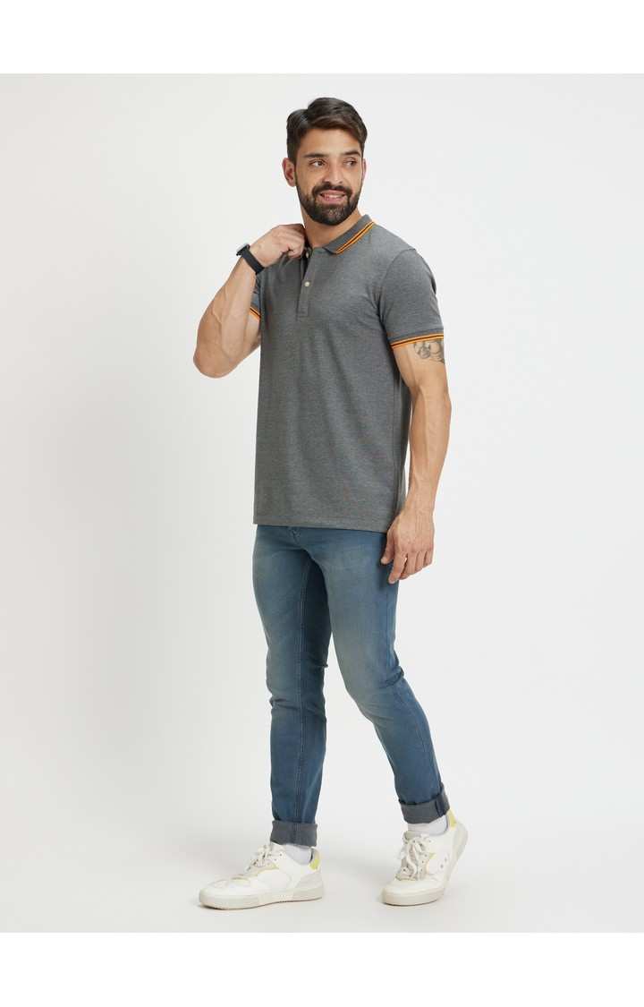Men's Grey Melange Polos