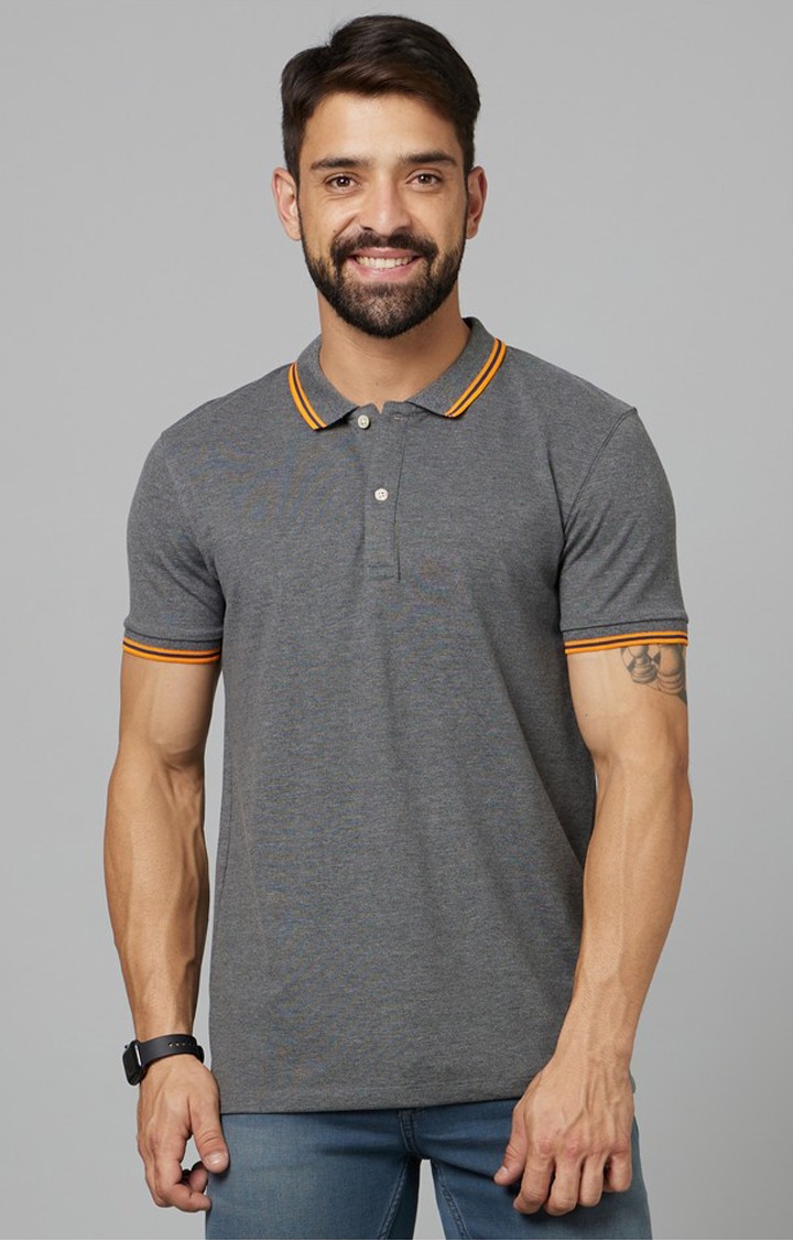 Men's Grey Melange Polos