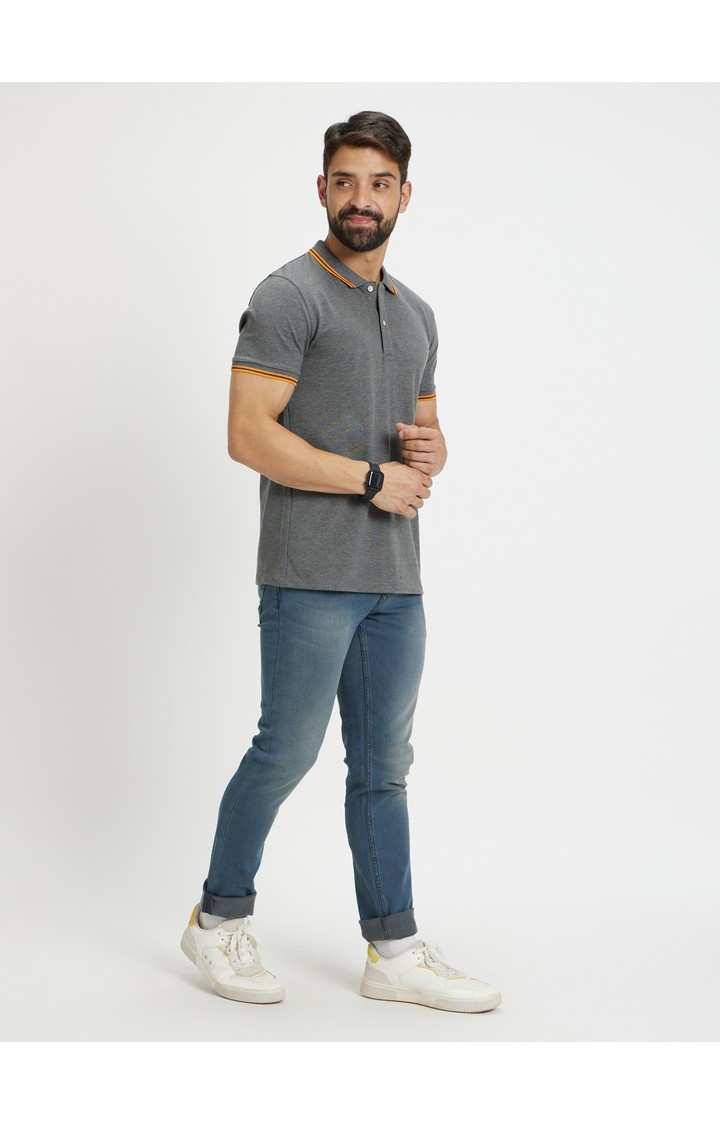 Men's Grey Melange Polos