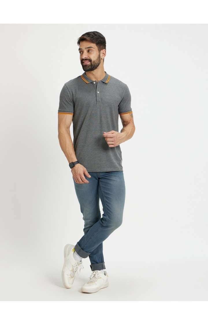 Men's Grey Melange Polos