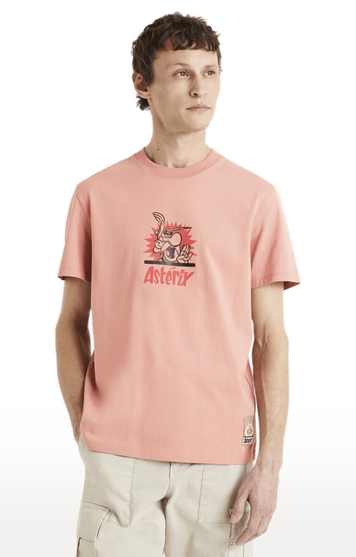 celio | Men's Pink Graphics Regular T-Shirts