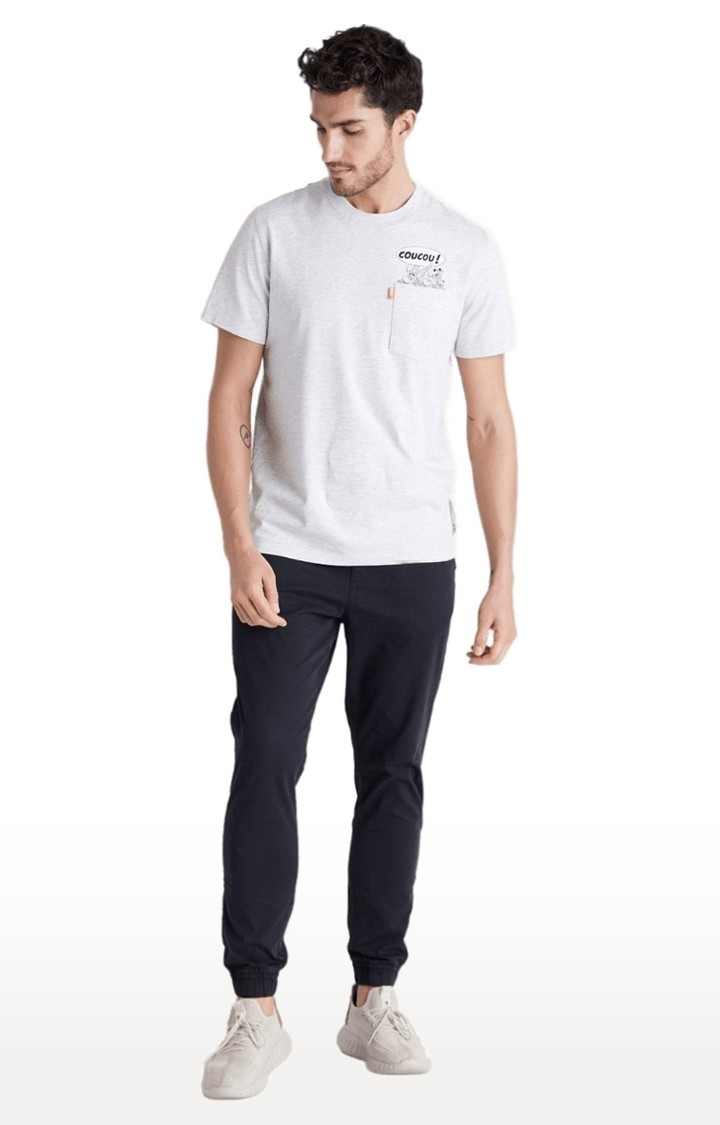 Men's Grey Melange Regular T-Shirts