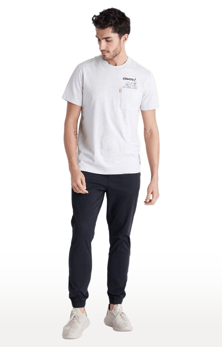 celio | Men's Grey Melange Regular T-Shirts 1
