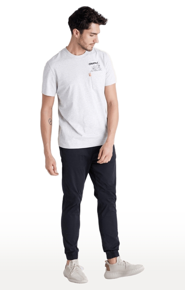 celio | Men's Grey Melange Regular T-Shirts 4
