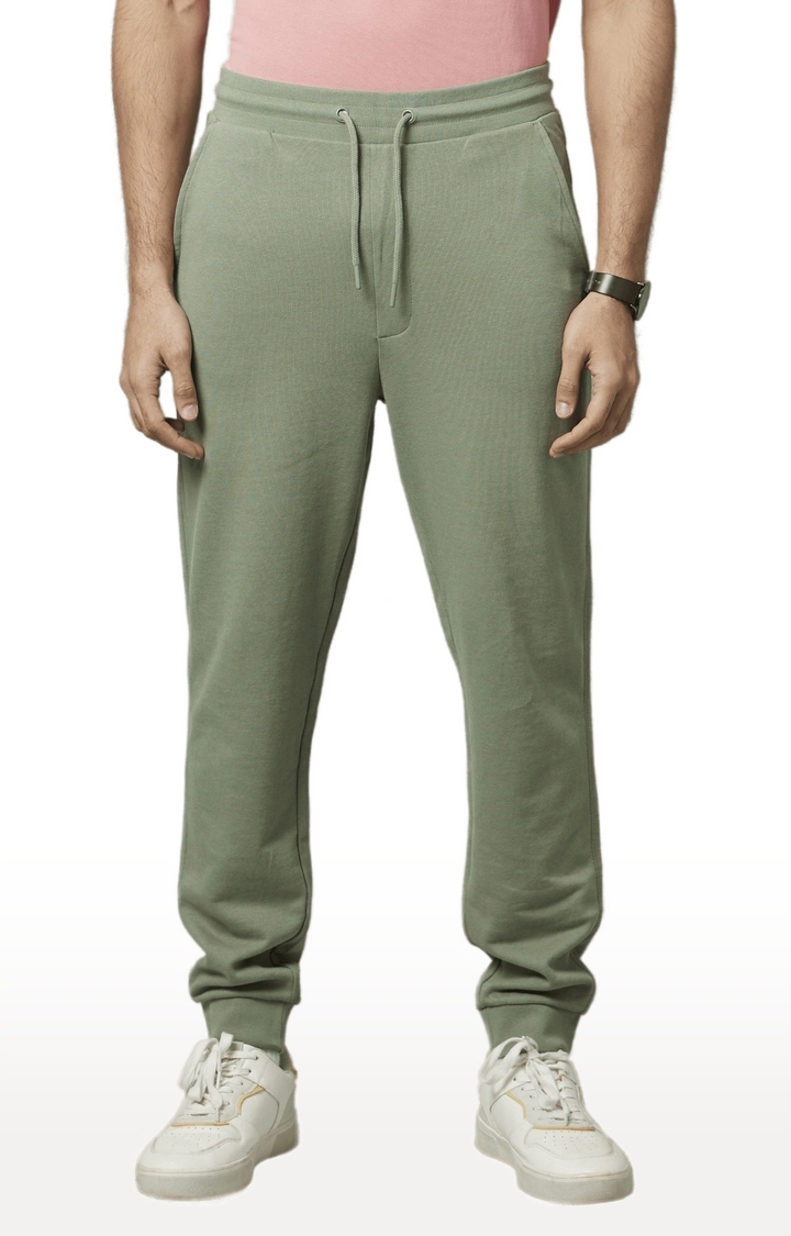 celio | Men's Green Cotton Solid Activewear Joggers 0
