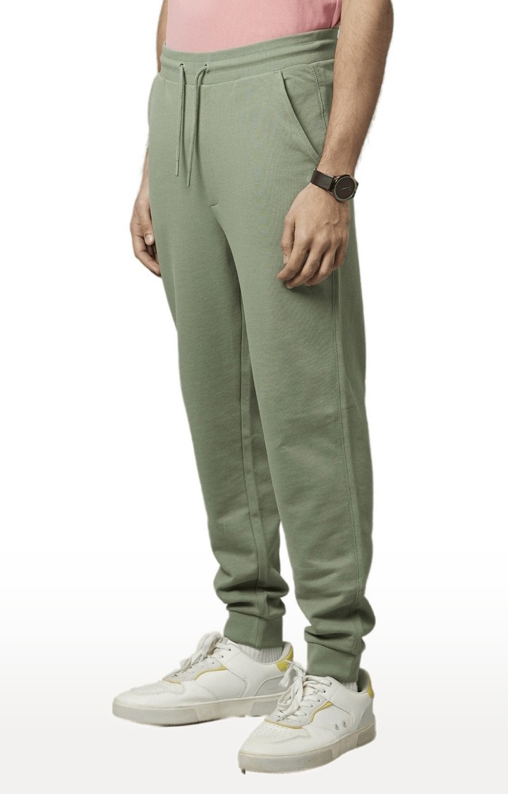 Men's Green Cotton Solid Activewear Joggers
