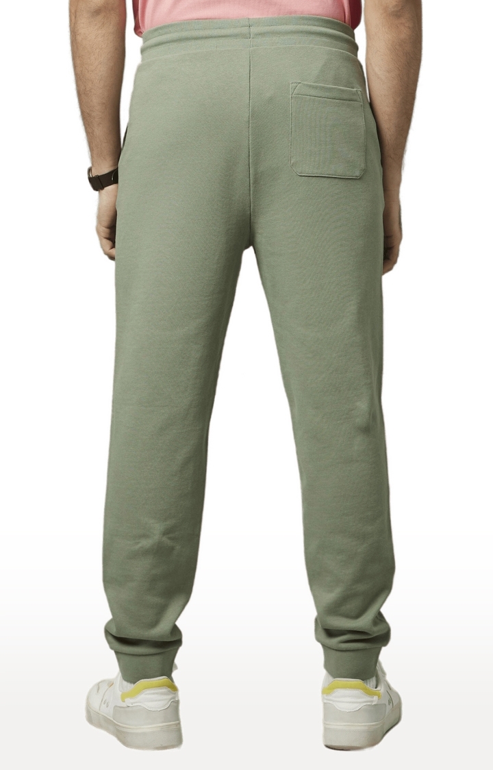 Men's Green Cotton Solid Activewear Joggers