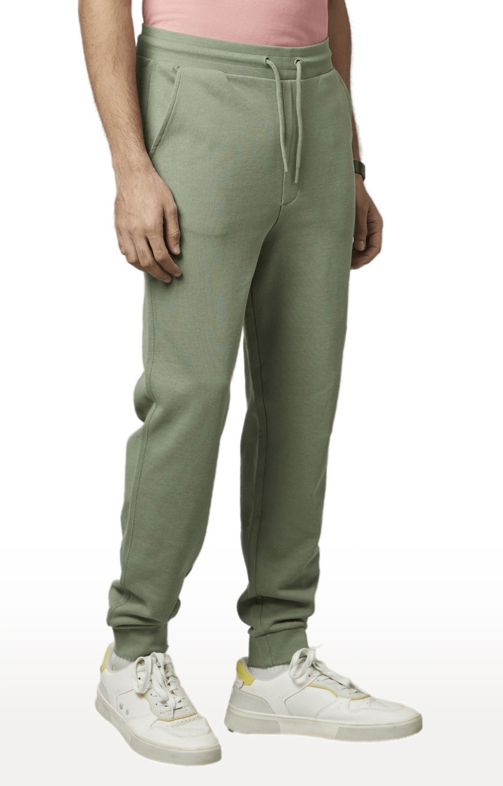 Men's Green Cotton Solid Activewear Joggers