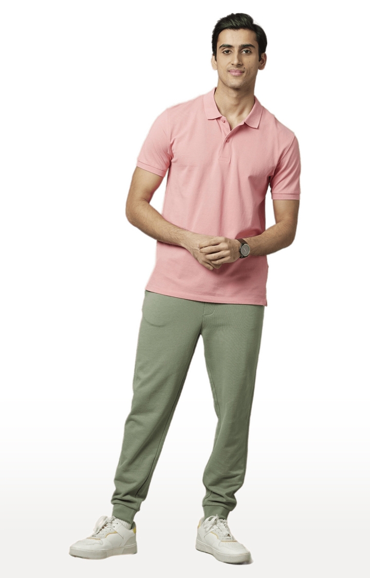 celio | Men's Green Cotton Solid Activewear Joggers 1