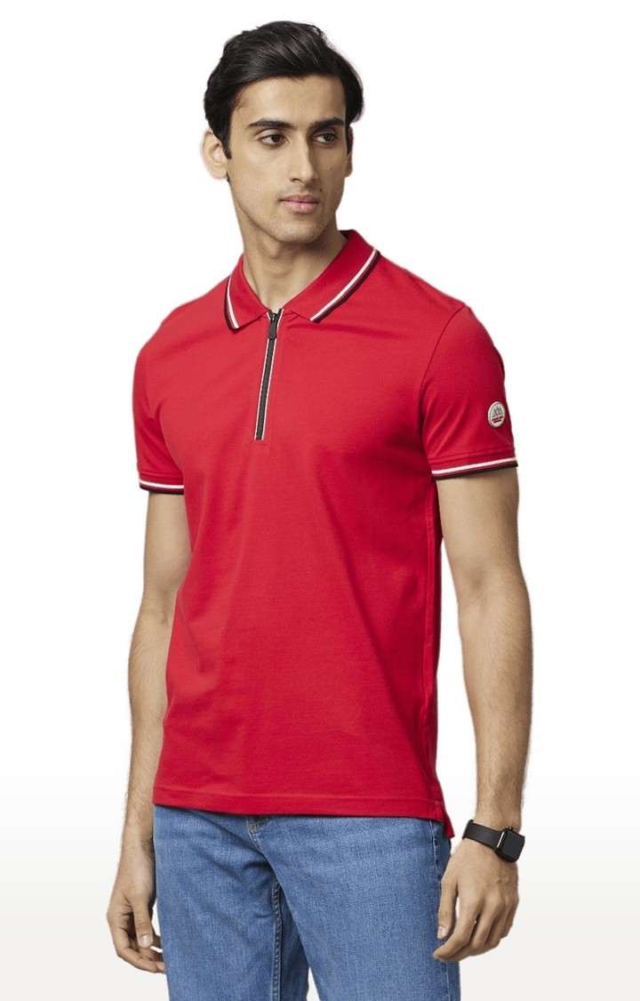 Men's Red Solid Polos