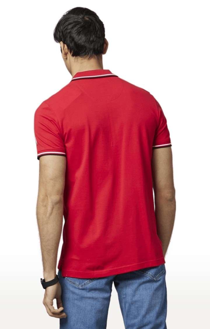 Men's Red Solid Polos