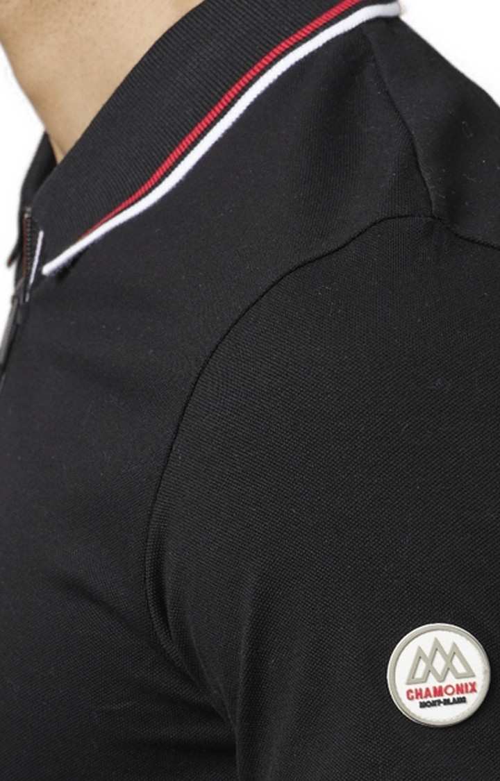 Men's Black Solid Polos