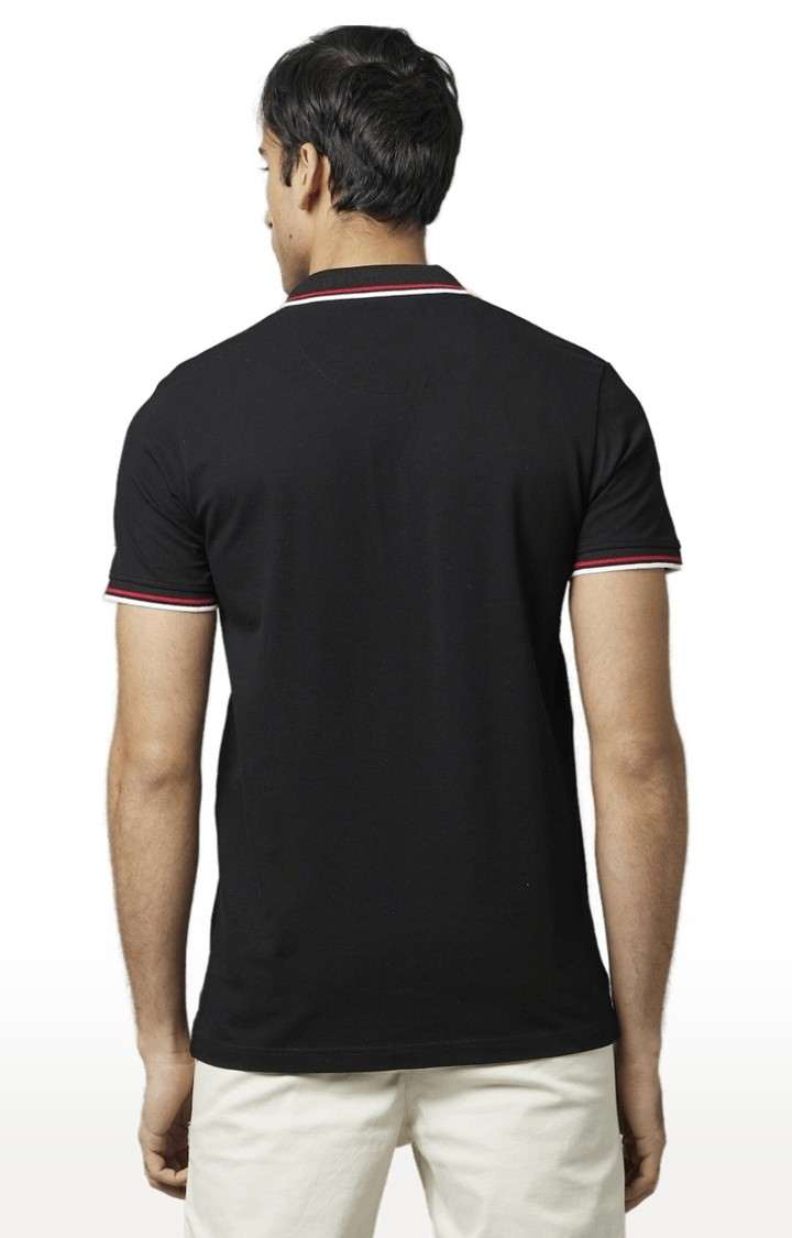 Men's Black Solid Polos