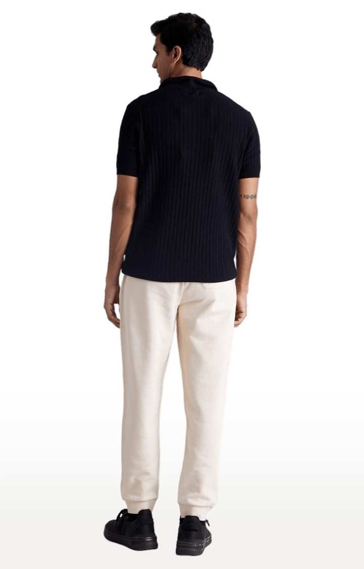 Men's Beige Cotton Solid Casual Joggers