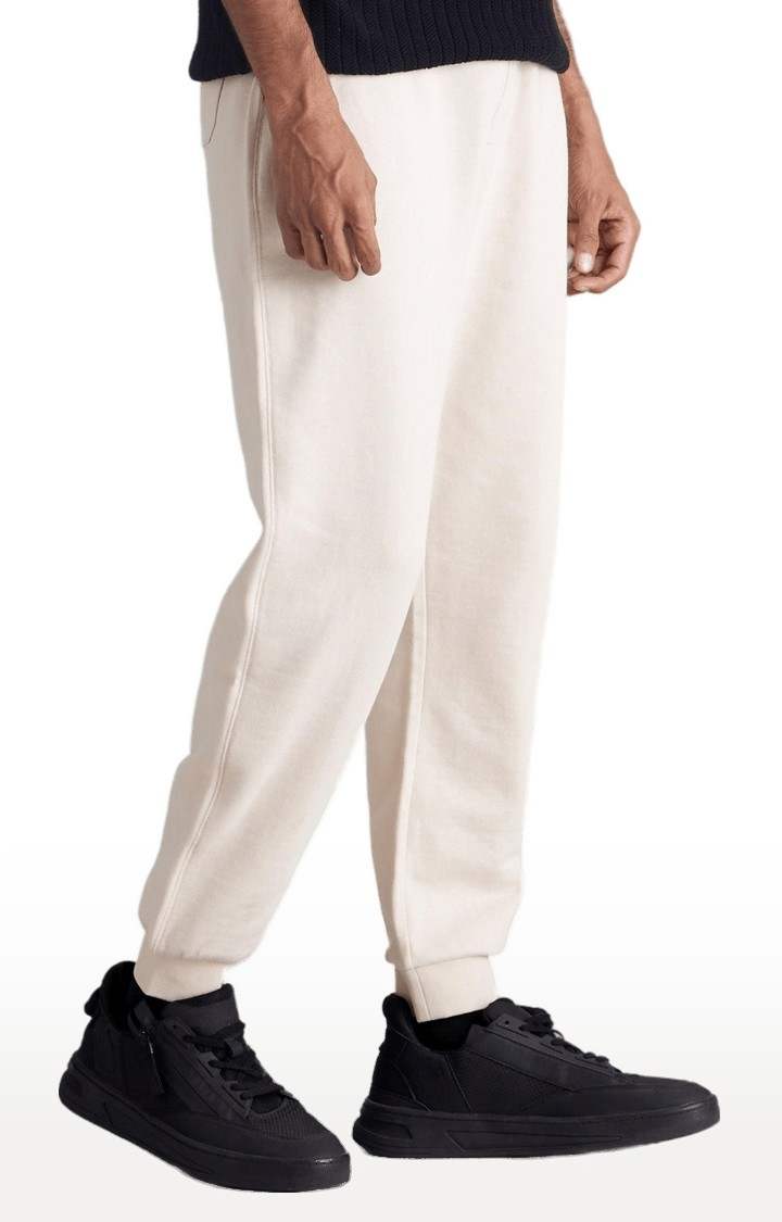 Men's Beige Cotton Solid Casual Joggers