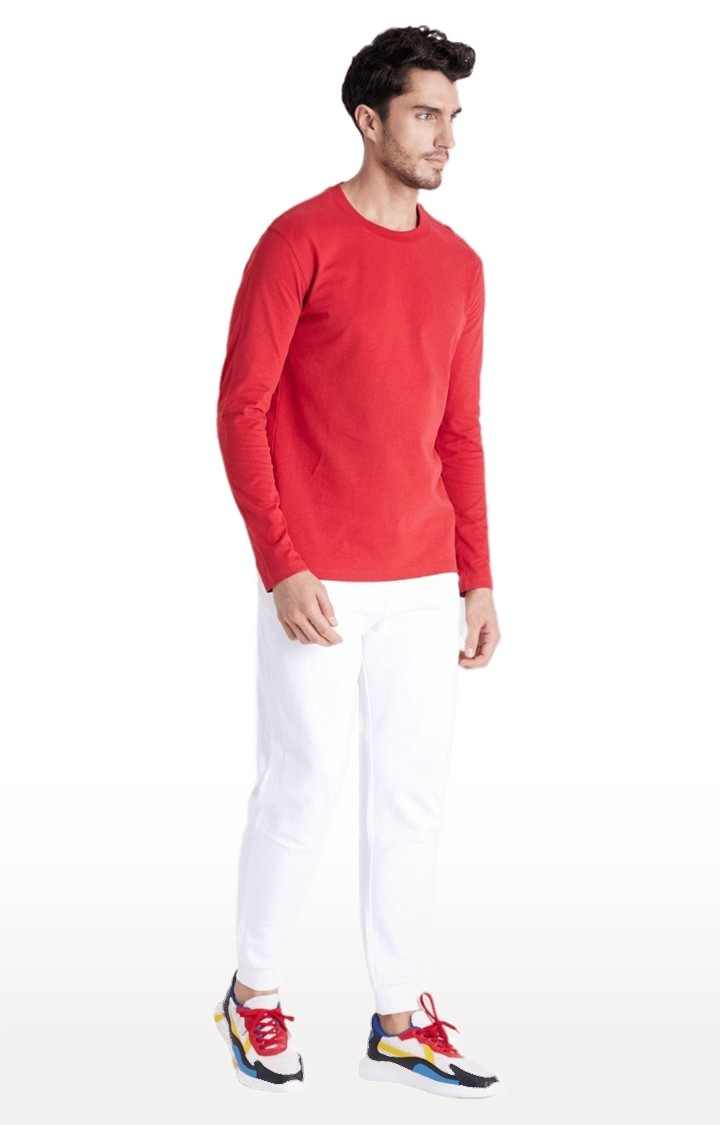 Men's White Cotton Solid Casual Joggers