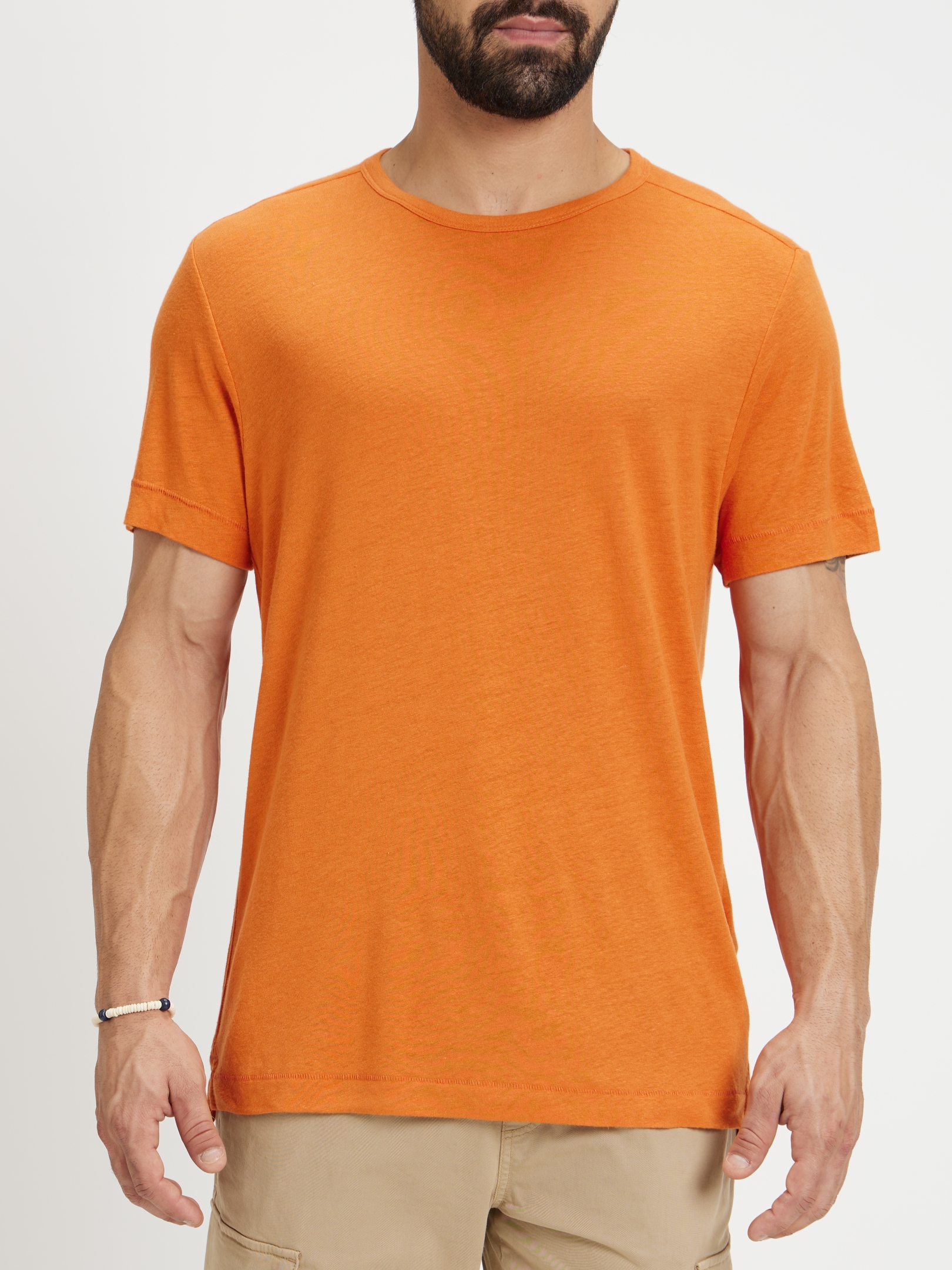 Men's Orange Solid Regular T-Shirts