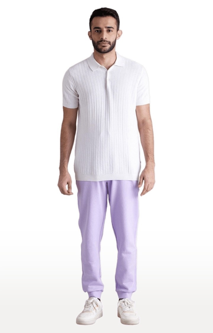 Men's Purple Cotton Solid Casual Joggers