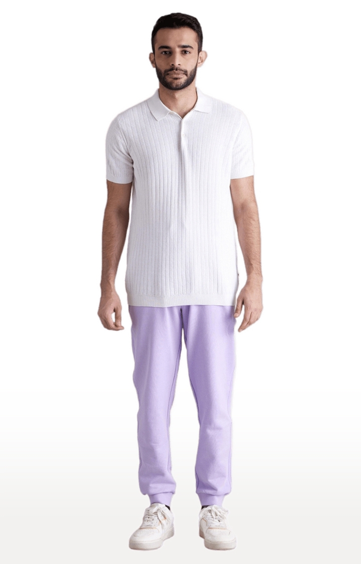 celio | Men's Purple Cotton Solid Casual Joggers