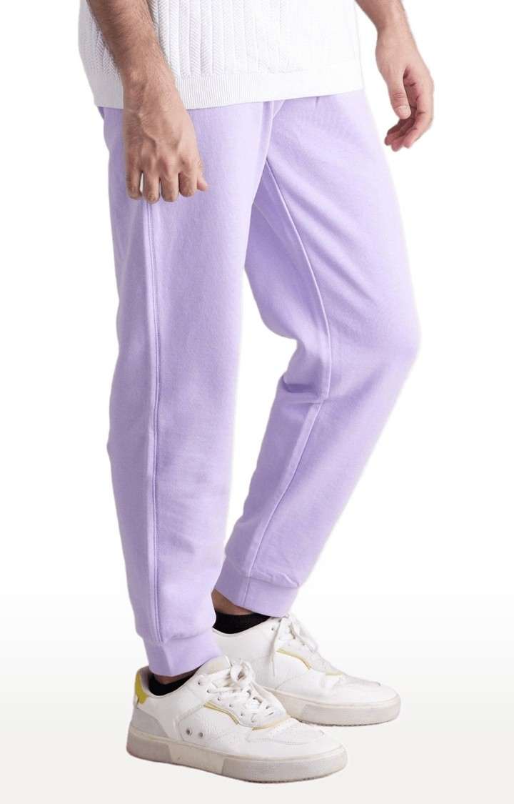 Men's Purple Cotton Solid Casual Joggers