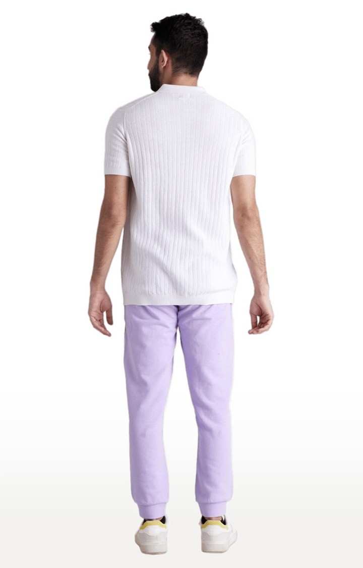 Men's Purple Cotton Solid Casual Joggers