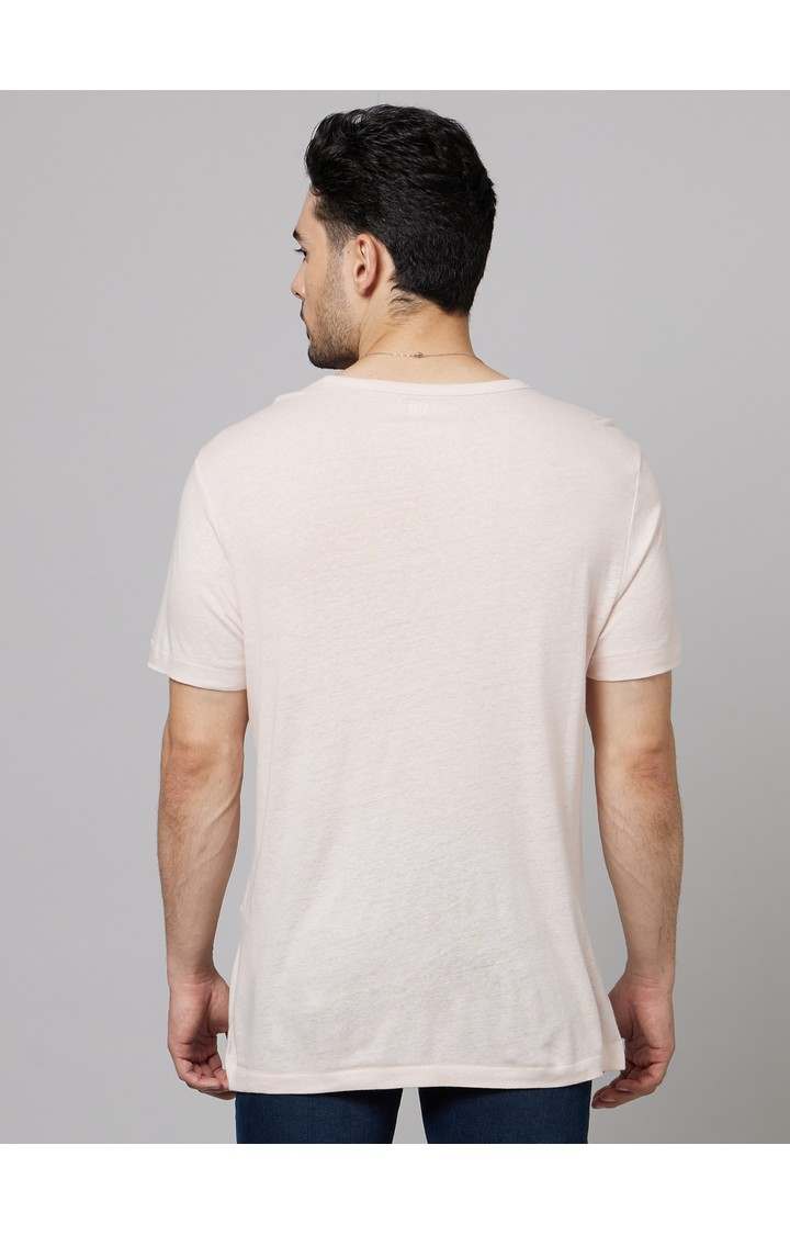 Men's Beige Solid Regular T-Shirts