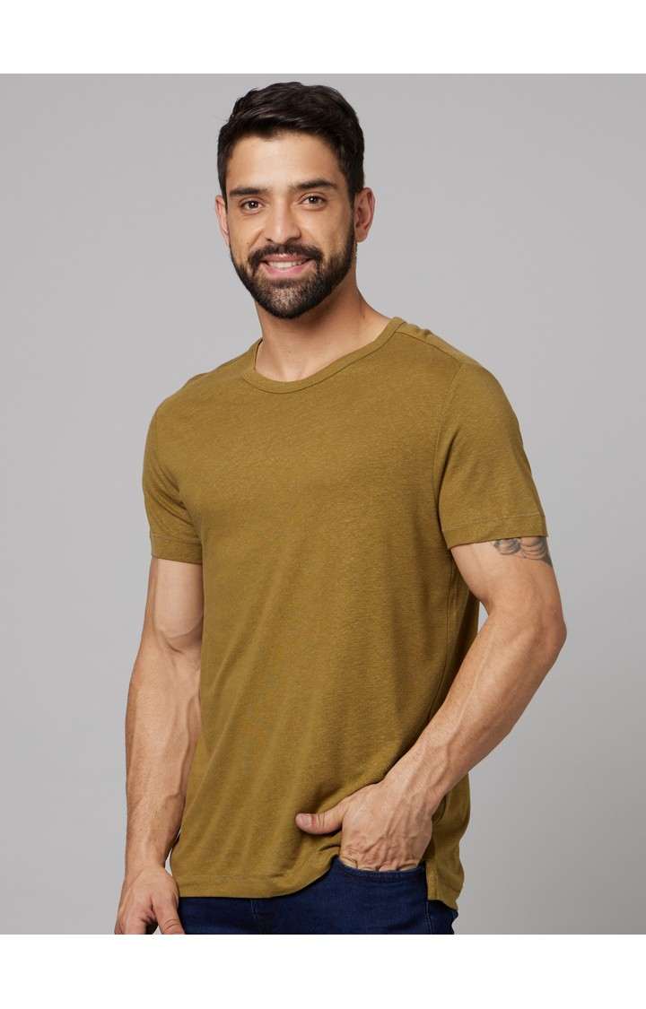 Men's Green Solid Regular T-Shirts