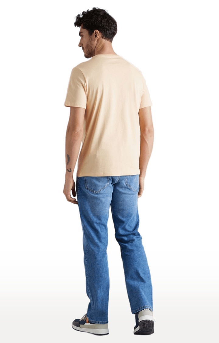 celio | Men's Beige Printed Regular T-Shirts 4