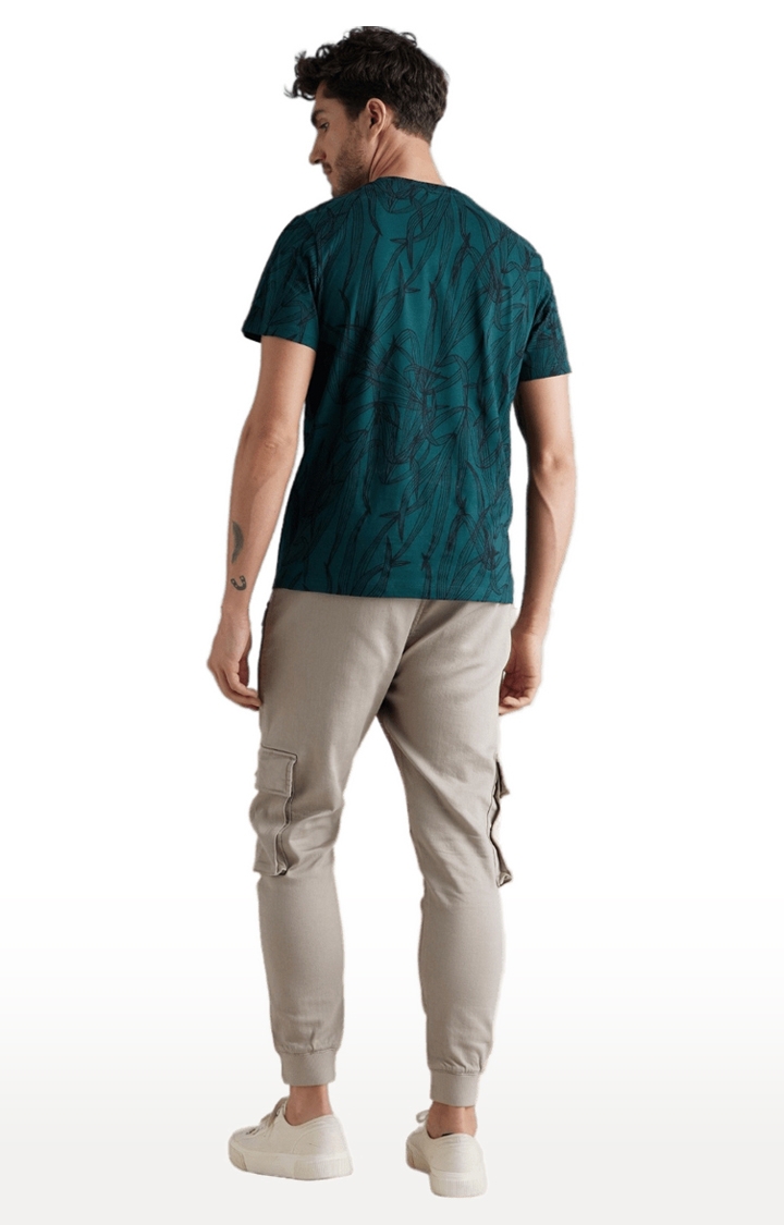 Men's Green Printed Regular T-Shirts