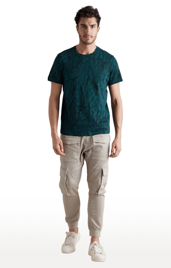 Men's Green Printed Regular T-Shirts