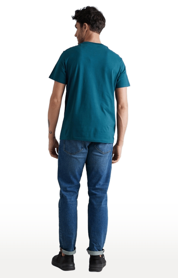 celio | Men's Green Typographic Regular T-Shirts 4