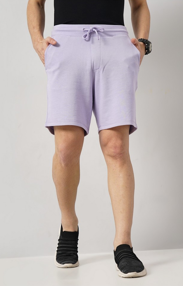 celio | Celio Men's Solid Solid Lavender Cotton Shorts