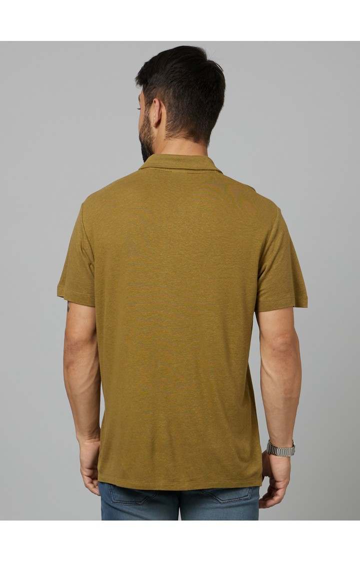 Men's Green Solid Polos
