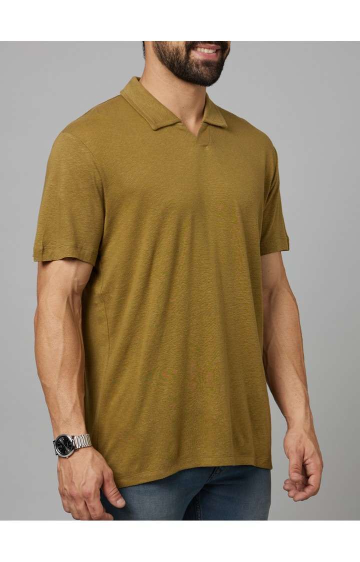 Men's Green Solid Polos