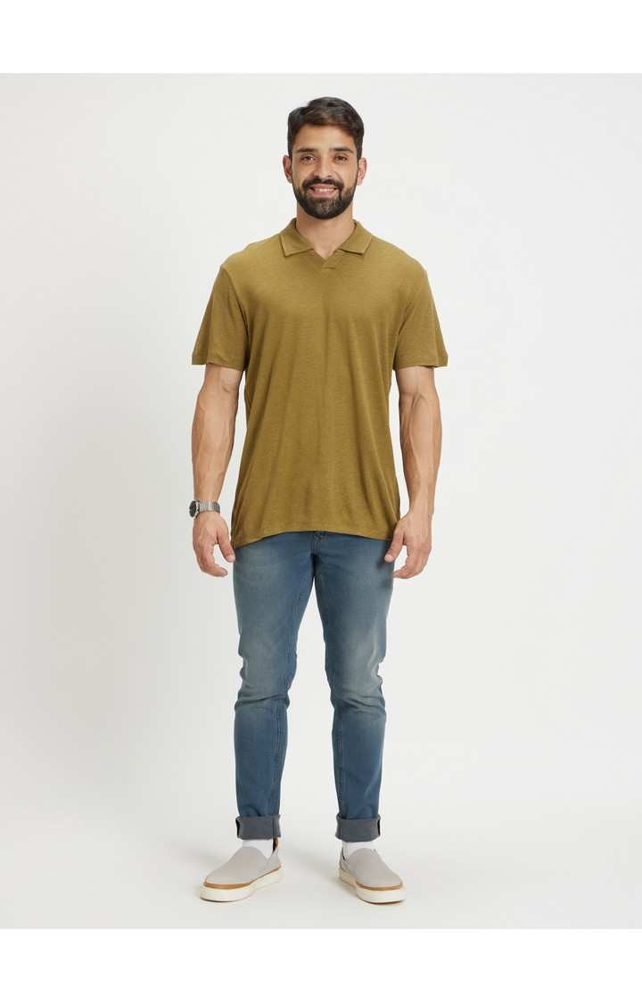 Men's Green Solid Polos