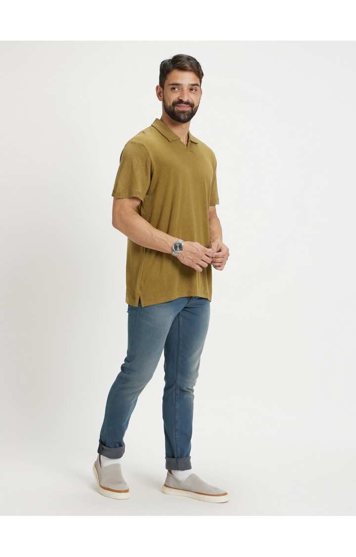 Men's Green Solid Polos