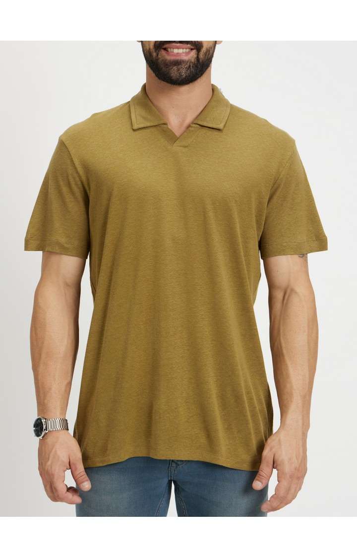 Men's Green Solid Polos