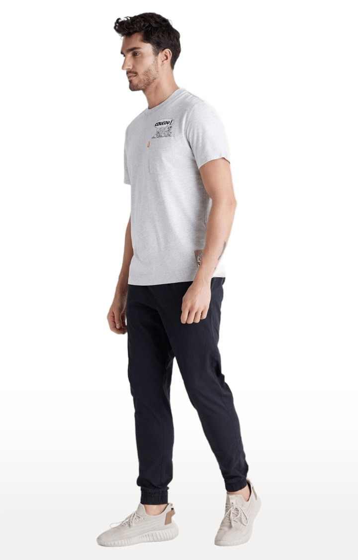 Men's Blue Cotton Blend Solid Casual Joggers